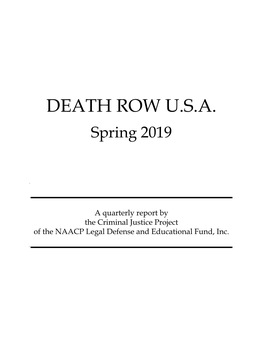 Death Row, USA: Spring 2019