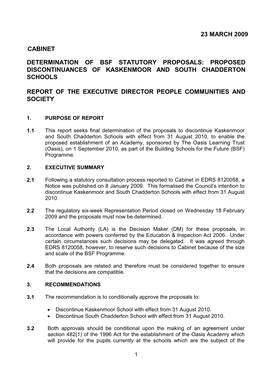 23 March 2009 Cabinet Determination of Bsf