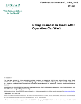 Doing Business in Brazil After Operation Car Wash