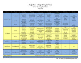 Augustana College Dining Services Gerber CSL Dining Room Menu Week 2