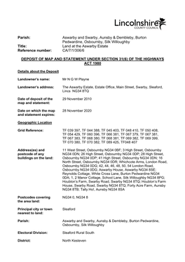 Land at the Aswarby Estate Reference Number: CA/7/1/306/6