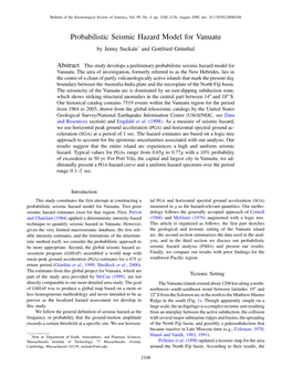 Probabilistic Seismic Hazard Model for Vanuatu by Jenny Suckale* and Gottfried Grünthal