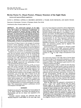 Bovine Factor X1 (Stuart Factor). Primary Structure of the Light Chain (Amino-Acid Sequence/Blood Coagulation) DAVID L