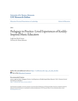 Lived Experiences of Kodály-Inspired Music Educators