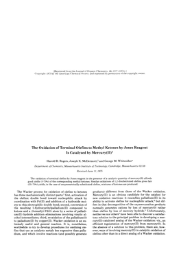 The Oxidation of Terminal Olefins to Methyl Ketones by Jones Reagent Is Catalyzed, by Mercury(Il)