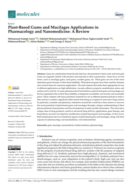 Plant-Based Gums and Mucilages Applications in Pharmacology and Nanomedicine: a Review