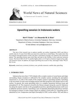 Upwelling Session in Indonesia Waters