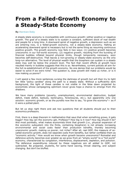 From a Failed-Growth Economy to a Steady-State Economy