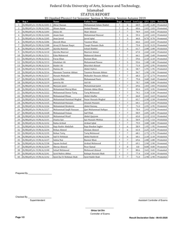 STATUS REPORT BS (Applied Physics) 1St Semester, Section A, Morning, Session Autumn 2019 Sr