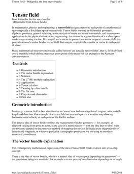 Tensor Field - Wikipedia, the Free Encyclopedia Page 1 of 5