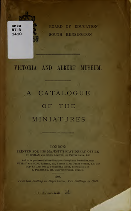 A Catalogue of the Miniatures