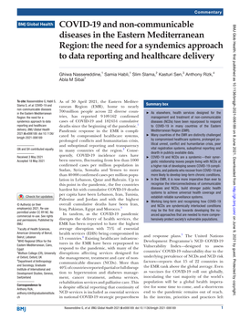 COVID-19 and Non-Communicable Diseases in the Eastern