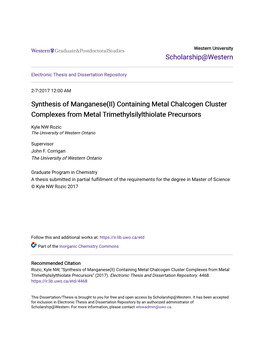 Synthesis of Manganese(II) Containing Metal Chalcogen Cluster Complexes from Metal Trimethylsilylthiolate Precursors