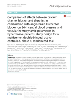 Comparison of Effects Between Calcium Channel Blocker and Diuretics in Combination with Angiotensin II Receptor Blocker on 24-H