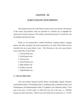 Chapter – Iii Agro Climatic Zone Profile