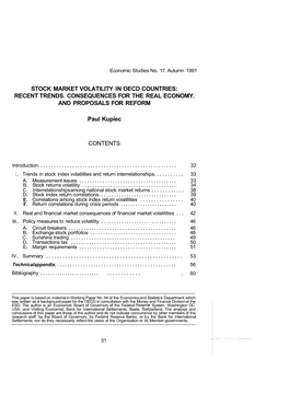 Stock Market Volatility in Oecd Countries: Recent Trends