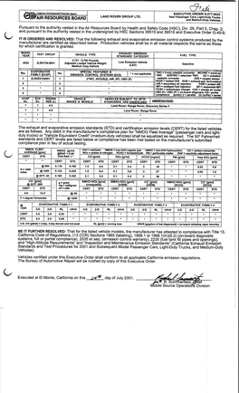 Executive Order: 2002 ROVER LDT A-277-0023