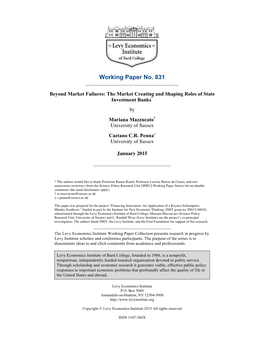 Beyond Market Failures: the Market Creating and Shaping Roles of State Investment Banks*