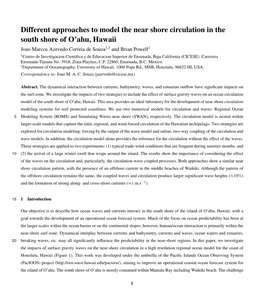 Different Approaches to Model the Near Shore Circulation in the South