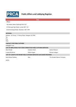 Public Affairs and Lobbying Register