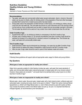 Nutrition Guideline Healthy Infants and Young Children Water