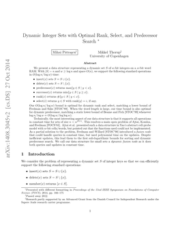 Dynamic Integer Sets with Optimal Rank, Select, and Predecessor