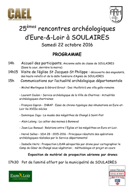 25Èmes Rencontres Archéologiques D'eure-&-Loir À SOULAIRES