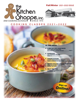 Fall 2021/Winter 2022 Cooking Class Brochure