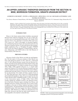 An Upper Jurassic Theropod Dinosaur from the Section 19 Mine, Morrison Formation, Grants Uranium District