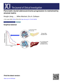 Pancreatic Ductal Adenocarcinoma Progression Is Restrained by Stromal Matrix