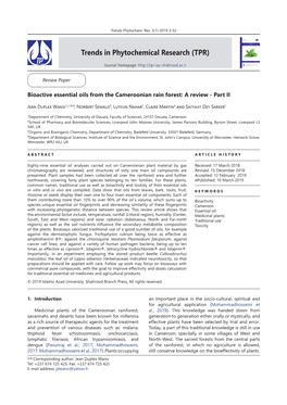 Trends in Phytochemical Research (TPR) Trends in Phytochemical Research (TPR)