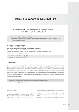 Rare Case Report on Nevus of Ota