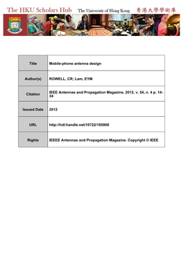 Title Mobile-Phone Antenna Design Author(S)