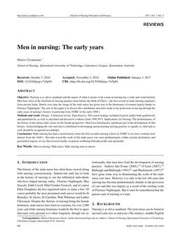 Men in Nursing: the Early Years