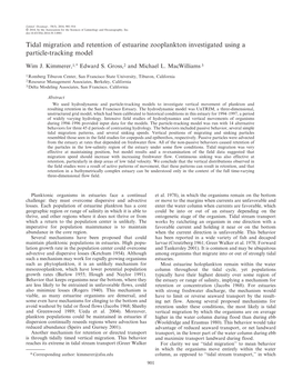 Tidal Migration and Retention of Estuarine Zooplankton Investigated Using a Particle-Tracking Model