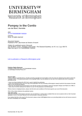 University of Birmingham Pompey in the Contio