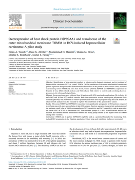 Overexpression of Heat Shock Protein HSP90AA1 and Translocase of The