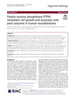 Protein Tyrosine Phosphatase PTPN1 Modulates Cell Growth and Associates with Poor Outcome in Human Neuroblastoma Caroline E