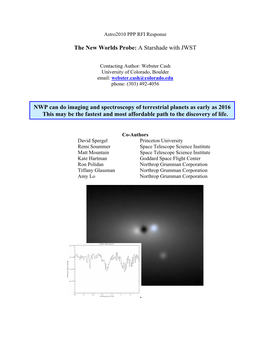 The New Worlds Probe: a Starshade with JWST NWP Can Do Imaging