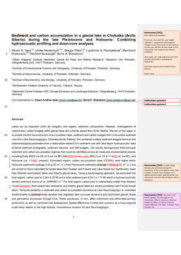 Sediment and Carbon Accumulation in a Glacial Lake in Chukotka (Arctic Dear Editor and Reviewers