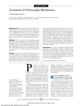 Treatment of Polymyalgia Rheumatica a Systematic Review