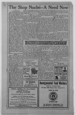 The Shop Nuclei-A Need Now Point of an Open Struggle Between the in America, the Workers (Common Spond to the Political Necessity of the by MARTIN ABERN