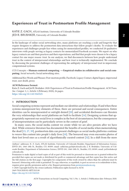 Experiences of Trust in Postmortem Profile Management