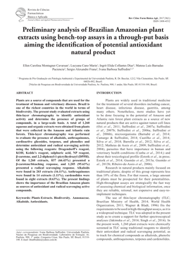 Preliminary Analysis of Brazilian Amazonian Plant Extracts Using