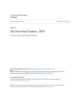 The View from Ventress News from the College of Liberal Arts at Your Service College Contributes Valuable Resources to State