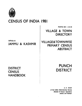 District Census Handbook, Punch, Part XIII-A & B, Series-8