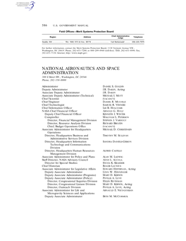 NATIONAL AERONAUTICS and SPACE ADMINISTRATION 300 E Street SW., Washington, DC 20546 Phone, 202–358–0000