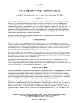 History of Polarized Image Stereoscopic Display