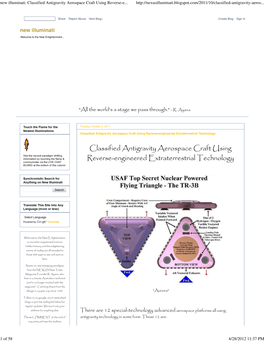 Classified Antigravity Aerospace Craft Using Reverse-Engineered Extraterrestrial Technology