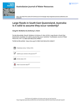 Large Floods in South East Queensland, Australia: Is It Valid to Assume They Occur Randomly?